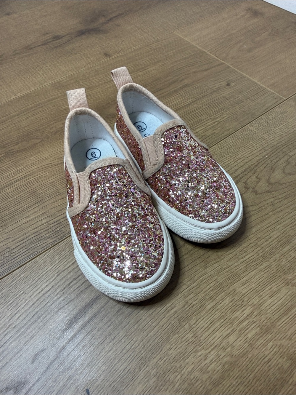Cat & Jack Glitter Slip-On Sneakers - Rose Gold